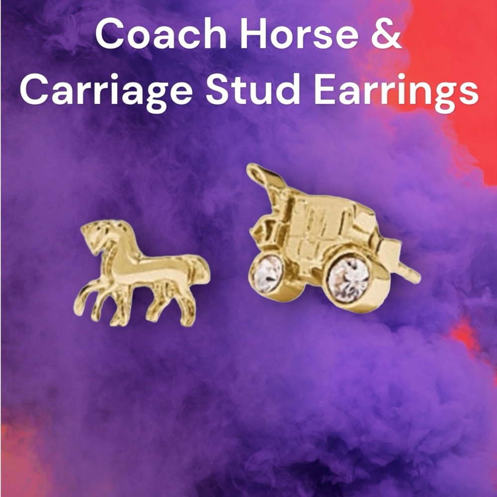 Coach Horse 🐎 and Carriage Goldtone Stud Earrings NWT